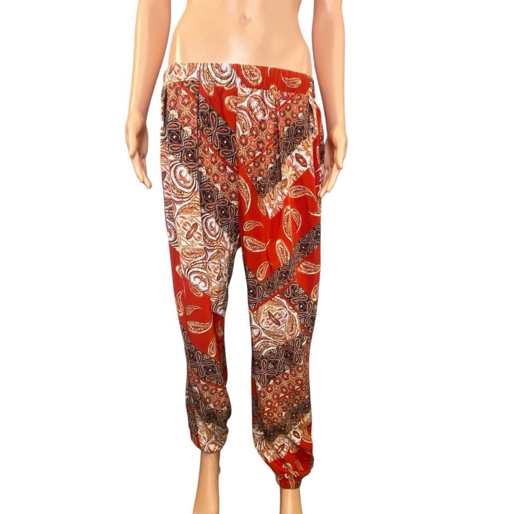 Emery Rose Harem Pants Gypsy Boho Revival Loose Festival Tapestry Pattern SZ M